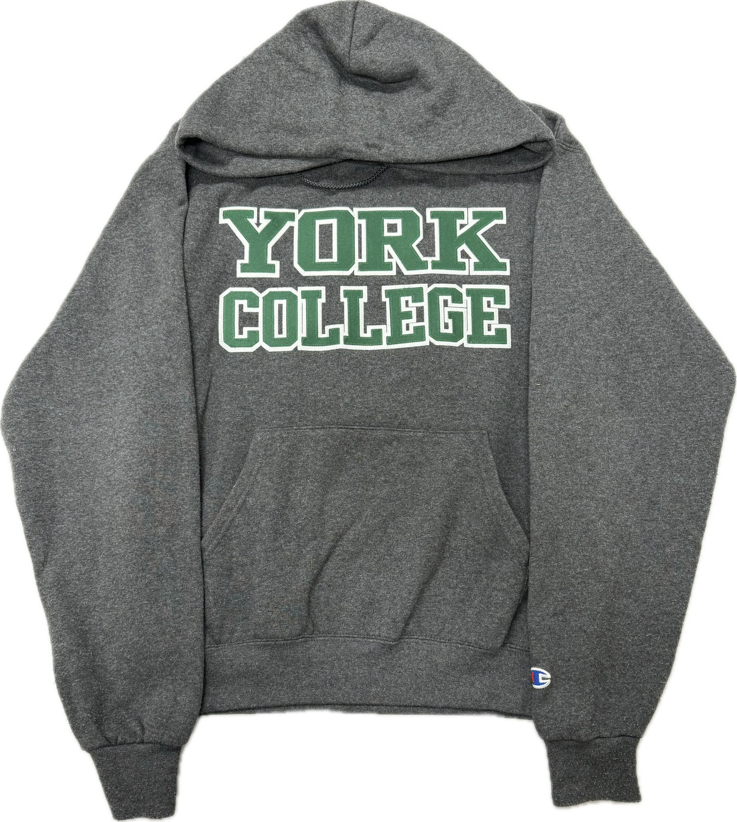 Vintage York College NCAA Team Logo Hooded Sweatshirt(Small)