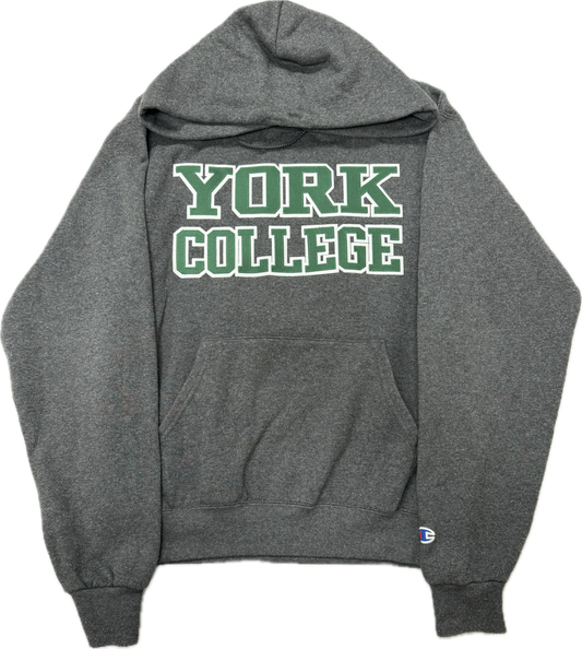 Vintage York College NCAA Team Logo Hooded Sweatshirt(Small)