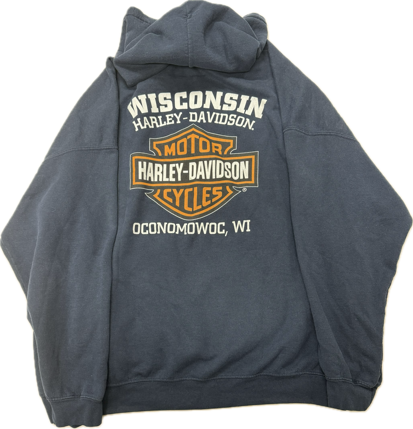 Vintage Harley Davidson Biker Logo Wisconsin Hooded Sweatshirt(XXL)