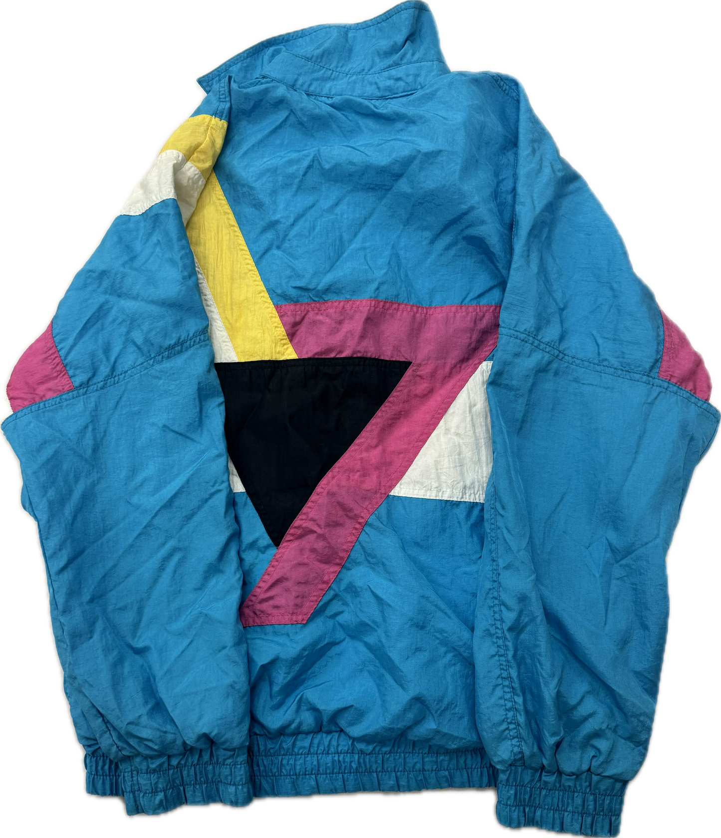 Vintage 90s Style Geometric Colorful Windbreaker/Track Zip Up Jacket(Small)