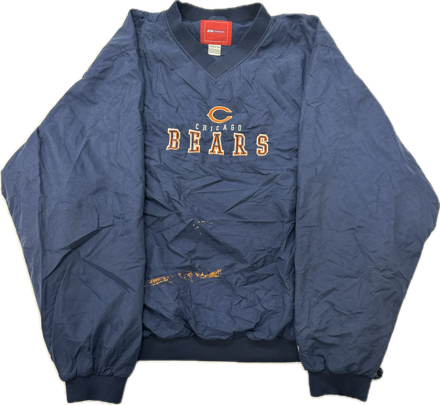 Vintage Reebok Chicago Bears NFL Football Team Logo Nylon Windbreaker Crewneck(XL)