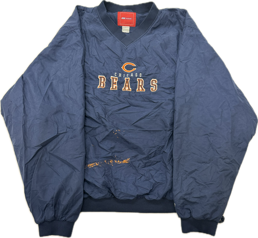 Vintage Reebok Chicago Bears NFL Football Team Logo Nylon Windbreaker Crewneck(XL)