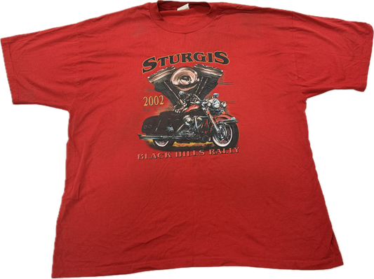 Vintage Sturgis Biker Logo Black Hills Rally 2002 Tee(XXL)