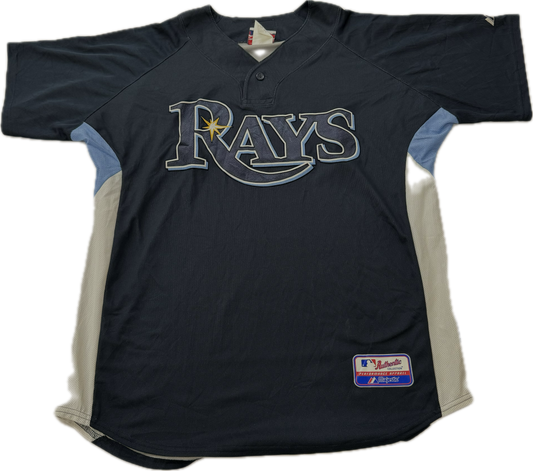 Vintage Tampa Bay Rays MLB Team Navy Baseball Jersey(Large)