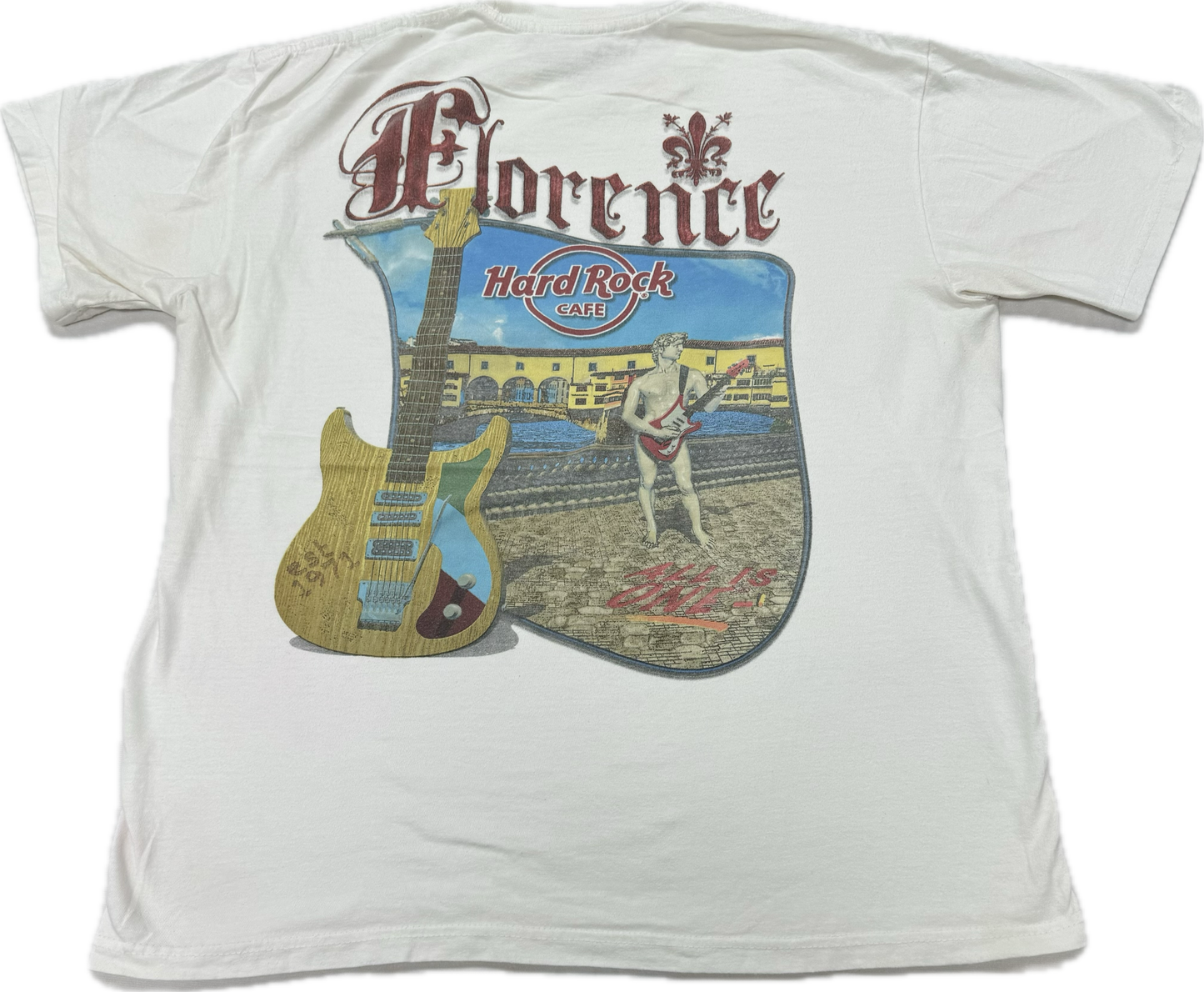 Vintage Hard Rock Cafe Logo Florence Italy Vacation Tee(Large)